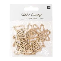 Rico Design 24 Silhouettes En Bois Coeurs Ouverts Dorés