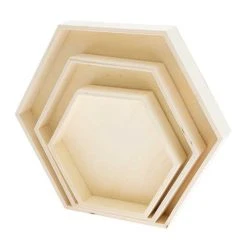Rico Design 3 Plateaux En Bois Hexagonaux