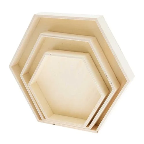 Rico Design 3 Plateaux En Bois Hexagonaux