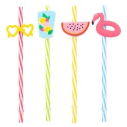 Maisons Du Monde 4 Pailles Motifs à Rayures Multicolores - Lot De 2