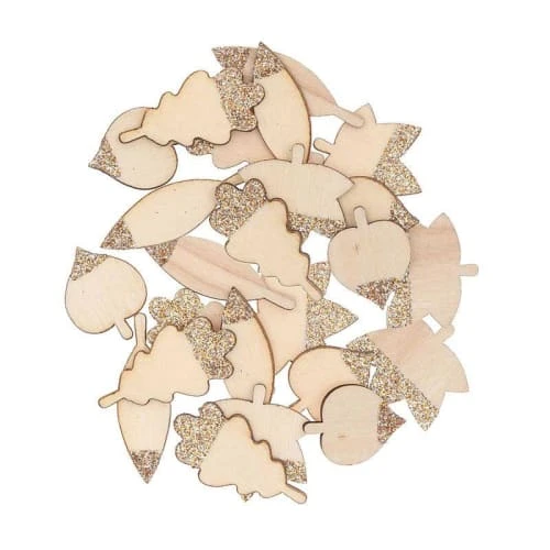 Rico Design 48 Silhouettes En Bois Feuilles Pailletées – Image 2
