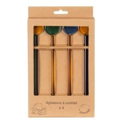 Maisons Du Monde Agitateurs Colorés En Verre Jaune, Bleu, Vert Et Orange (X4) - Lot De 3