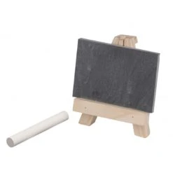Wadiga Ardoise De Table Avec Chevalet Bois + Craie - Lot De 4