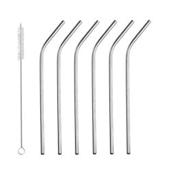 Trend'up Boite De 6 Pailles En Inox Avec écouvillon Argent