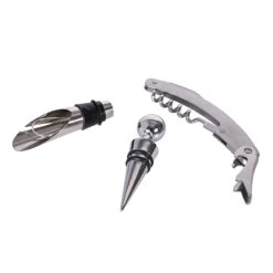 Table Passion Coffret Service Du Vin 3 Pièces En Inox Argent