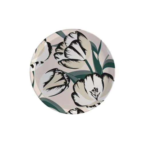 Atomic Soda Grand Plateau Rond En Bois Tulipes 45 Cm