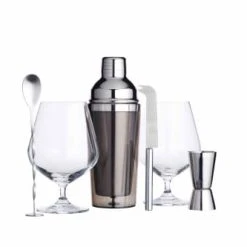 BarCraft Kit De Fabrication De Gin, Doseur, Shaker, Verre Transparent