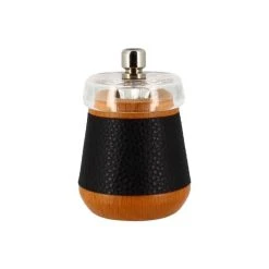 OGO Living Moulin à Poivre En Bois De Hêtre Effet Cuir Noir