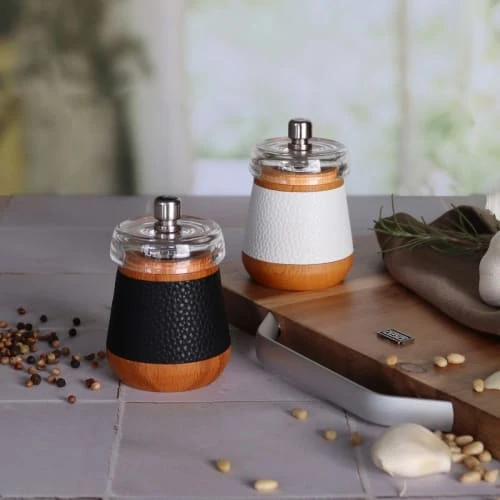 OGO Living Moulin à Poivre En Bois De Hêtre Effet Cuir Noir – Image 5