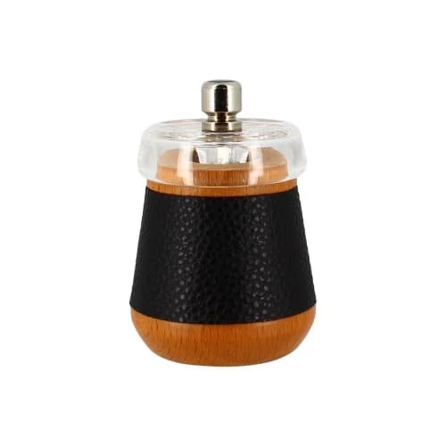 OGO Living Moulin à Poivre En Bois De Hêtre Effet Cuir Noir