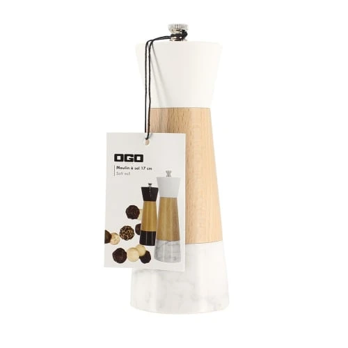 OGO Living Moulin à Sel En Marbre Et Bois 17 Cm – Image 2