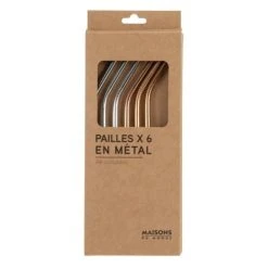 Maisons Du Monde Pailles En Acier Argenté (x6) - Lot De 2