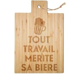 Enesco Planche à Découper Tout Travail Mérite Sa Bière En Bambou Alimen
