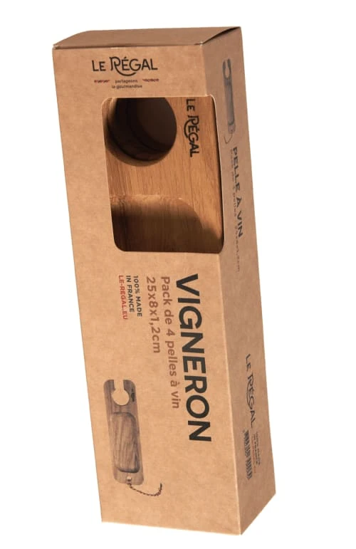 Le Régal Planche Apéro Porte Verre De Vin En Chêne 26x8cm - Lot De 4 – Image 4
