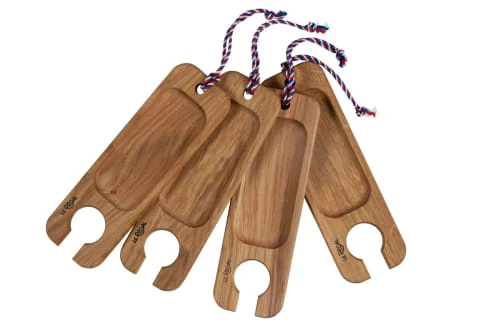 Le Régal Planche Apéro Porte Verre De Vin En Chêne 26x8cm - Lot De 4