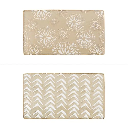 Table Passion Plateau 29x16 Cm (1 Modèle Aléatoire) En Porcelaine Beige