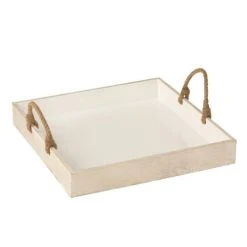 LANADECO Plateau Anse Manguier Blanc 50x50cm