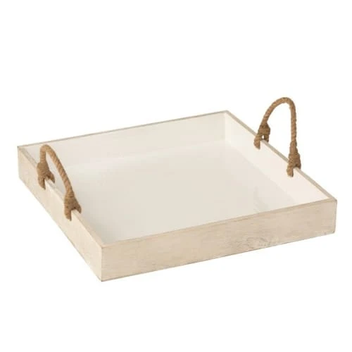 LANADECO Plateau Anse Manguier Blanc 50x50cm