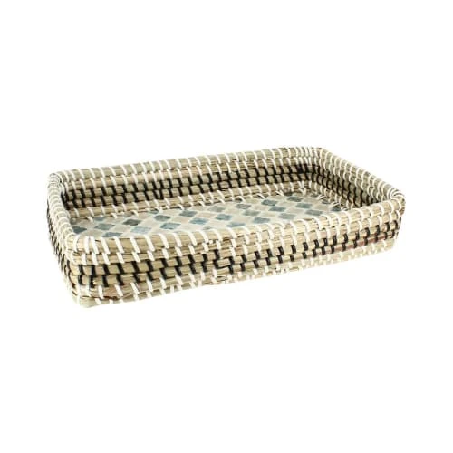 Pirouette Paris Plateau En Jonc De Mer Et Coquillages 32x19cm – Image 2