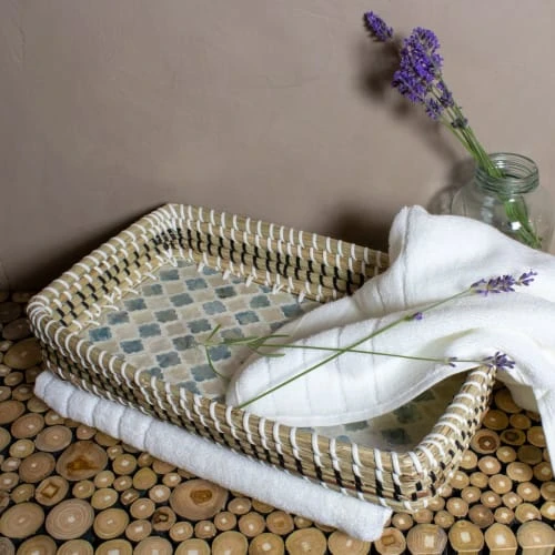 Pirouette Paris Plateau En Jonc De Mer Et Coquillages 32x19cm – Image 3