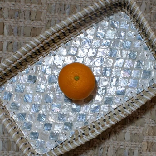 Pirouette Paris Plateau En Jonc De Mer Et Coquillages 32x19cm – Image 4