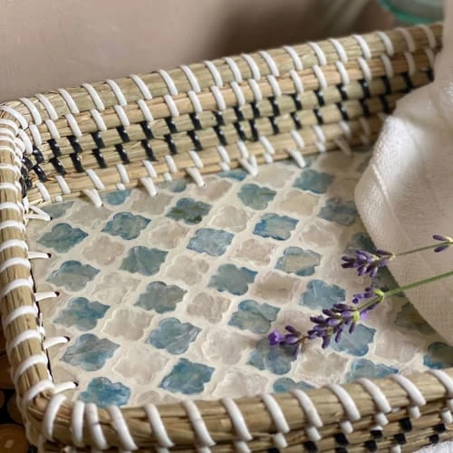 Pirouette Paris Plateau En Jonc De Mer Et Coquillages 32x19cm – Image 5