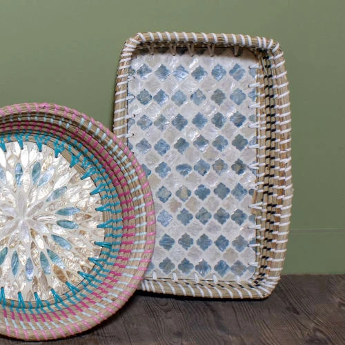 Pirouette Paris Plateau En Jonc De Mer Et Coquillages 32x19cm – Image 6