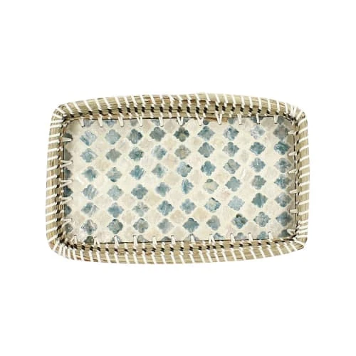 Pirouette Paris Plateau En Jonc De Mer Et Coquillages 32x19cm