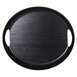 Table Passion Plateau Ovale 46x41 Cm En Bois Noir