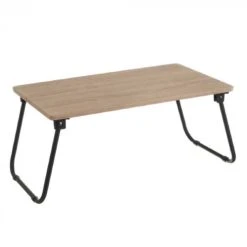 Wadiga Plateau Petit Déjeuner Au Lit En Métal Noir Et Bois MDF