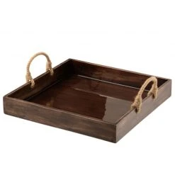 LANADECO Plateau Poignées Bois De Manguier Marron 50x50cm