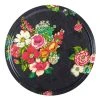 Vent De Bohème Plateau Rond 46cm Feuilles De Bois Motif Fleuri Noir