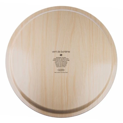 Vent De Bohème Plateau Rond 46cm Feuilles De Bois Motif Fleuri Turquoise – Image 4