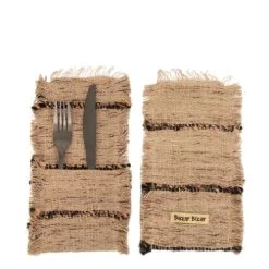 Bazar Bizar Porte-couverts En Coton Beige Et Noir Lot De 4
