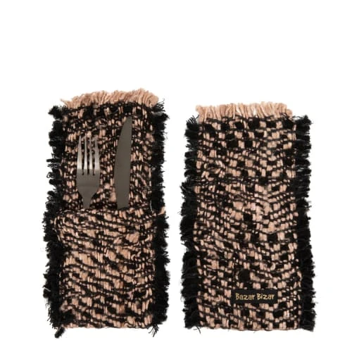 Bazar Bizar Porte-couverts En Coton Cuivre Et Noir Lot De 4