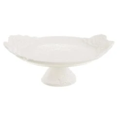 Blanc Mariclo Présentoir à Gâteau En Céramique Blanche H14