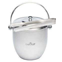 BarCraft Seau à Glace Avec Pince En Acier Inoxydable Argenté