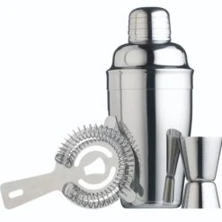 BarCraft Service De Cocktails 3pcs En Acier Inoxydable Argenté