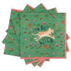 Maisons Du Monde Serviette En Papier Verte Dessin Tigre (x20) - Lot De 2