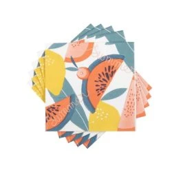 Maisons Du Monde Serviettes Cocktails En Papier Multicolore Imprimé Fruits (x20) - Lot De 6