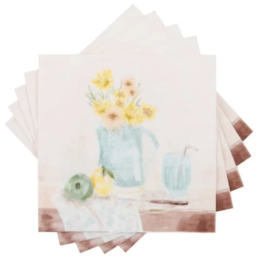 Maisons Du Monde Serviettes En Papier Beige Décor Nature Morte Multicolore (x20) - Lot De 2