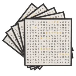 Maisons Du Monde Serviettes En Papier Beige Motifs Mots Mêlés Jaunes Et Noirs (x20) - Lot De 2