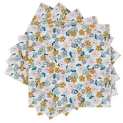Maisons Du Monde Serviettes En Papier Blanches, Imprimé Floral Orange, Rose Et Bleues (X20) - Lot De 2