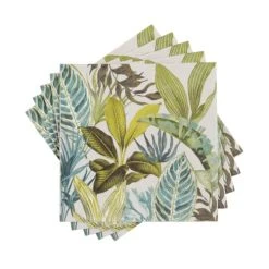 Maisons Du Monde Serviettes En Papier Bleu Et Vert Motif Jungle (x20) - Lot De 3