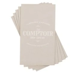 Maisons Du Monde Serviettes En Papier Gris Avec Inscriptions Blanches (x12) - Lot De 6