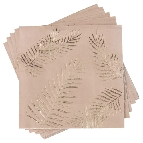 Maisons Du Monde Serviettes En Papier Imprimé Feuilles Dorées - Lot De 2