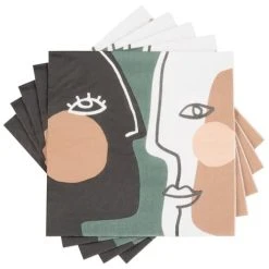 Maisons Du Monde Serviettes En Papier Imprimé Visages Multicolores (x20) - Lot De 2