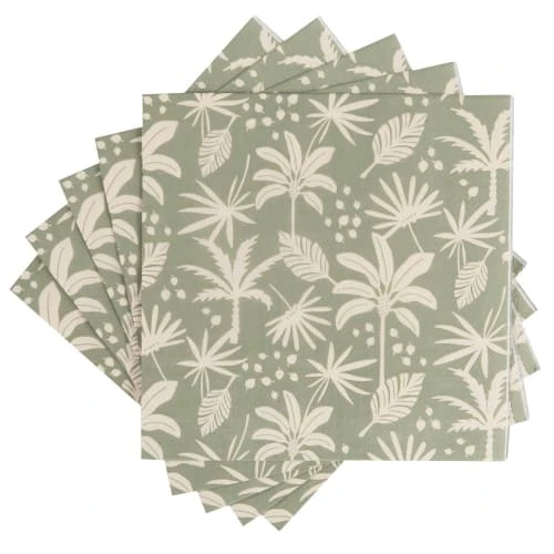 Maisons Du Monde Serviettes En Papier Vert Motif Végétal (x20) - Lot De 2