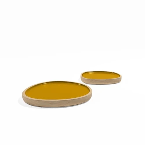 Potiron Paris Set De 2 Plateaux, En Bois Et Peinture Céramique Jaune – Image 5