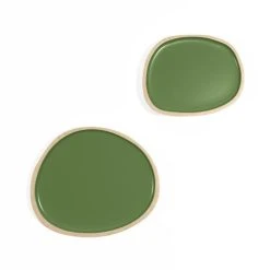 Potiron Paris Set De 2 Plateaux En Bois Et Peinture Céramique Vert Kaki